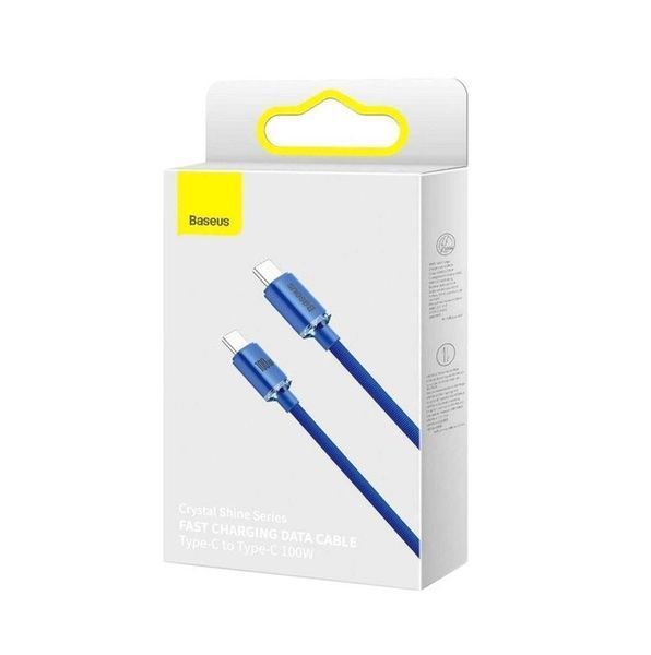 Кабель Baseus Crystal Shine Series Fast Charging Data Cable Type-C to Type-C 100W 1.2m Blue CAJY000603 фото