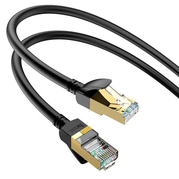 Сетевой кабель HOCO US02 Level pure copper gigabit ethernet cable(L=3M) Black 6931474761965 фото