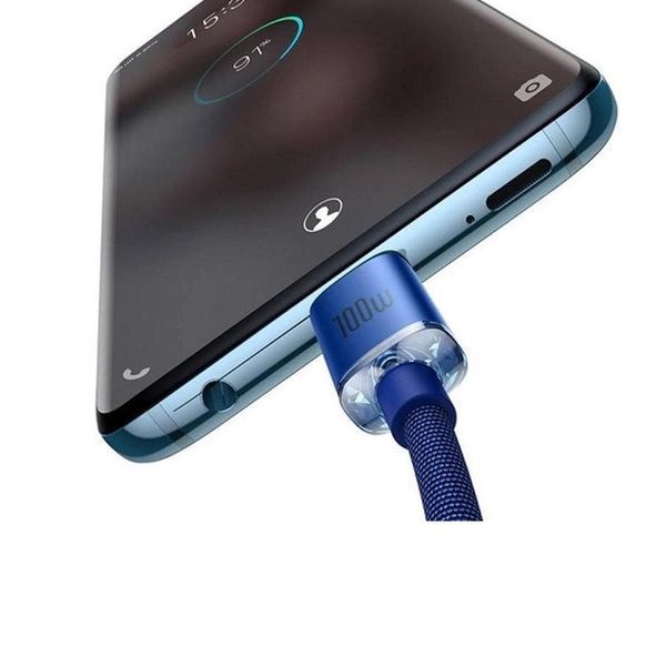 Кабель Baseus Crystal Shine Series Fast Charging Data Cable Type-C to Type-C 100W 1.2m Blue CAJY000603 фото