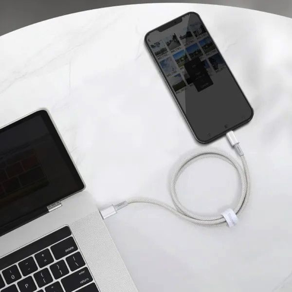 Кабель Baseus High Density Braided Fast Charging Data Cable Type-C to iP PD 20W 2m White CATLGD-A02 фото