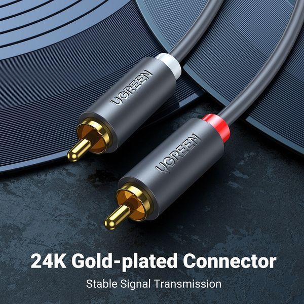 Аудиокабель UGREEN AV104, 2RCA Male to 2RCA Male, ABS, 5m Black UGR-10520 фото