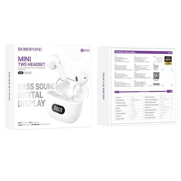 Навушники BOROFONE BW53 Elegant true wireless BT headset White 656-00897 фото