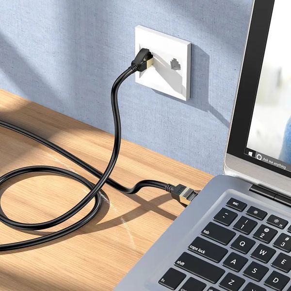 Сетевой кабель HOCO US02 Level pure copper gigabit ethernet cable(L=3M) Black 6931474761965 фото