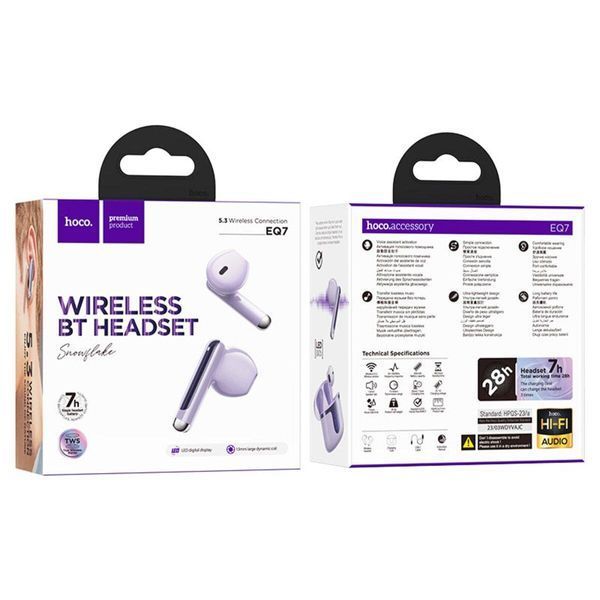 Беспроводные наушники HOCO EQ7 Snowflake true wireless BT headset Purple 656-03875 фото