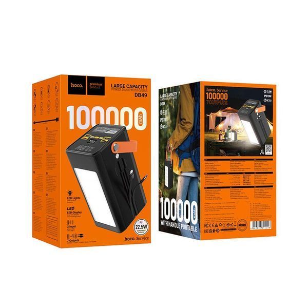 Power Bank Hoco DB49 Action 22.5W fully compatible with light 100000 mAh Чорний 656-01438 фото