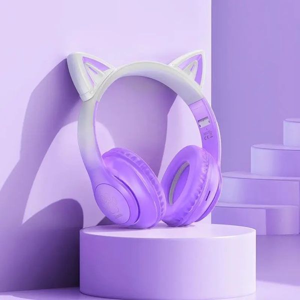 Бездротові накладні навушники HOCO W42 Cat ears BT headphones Purple Grape 6931474795854 фото