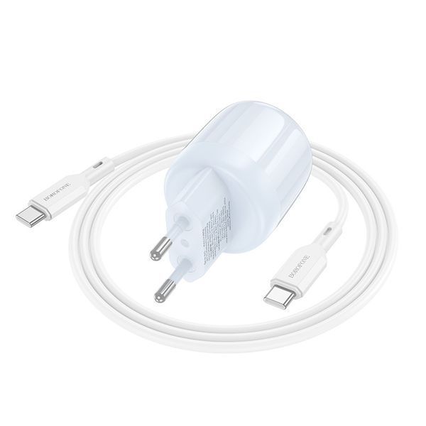 МЗП Borofone BA94A Lustrous PD30W+QC3.0 (1USB-A/1C) + кабель Type-C to Type-C Blue ILSO-00000076757-1 фото