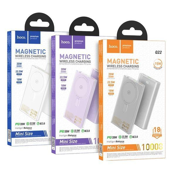 Power Bank Hoco Q22 Taurus 22.5W+PD20W magnetic digital display 10000mAh Сірий 656-01461 фото