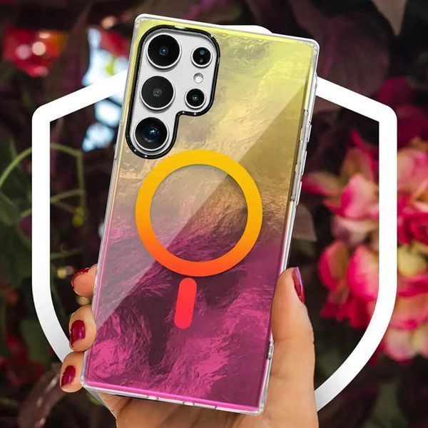 Чехол TPU Shiny Mountain (MagFit) для Samsung Galaxy S25 Ultra Yellow / Pink 555-02826 фото