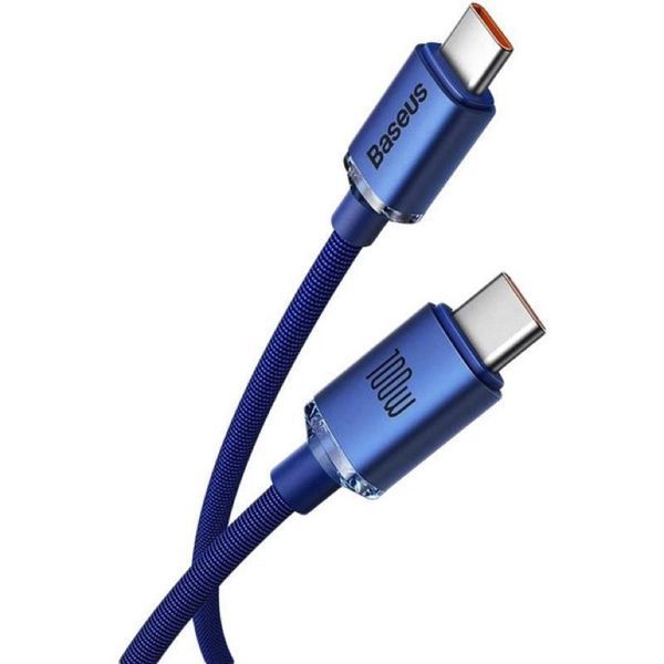 Кабель Baseus Crystal Shine Series Fast Charging Data Cable Type-C to Type-C 100W 1.2m Blue CAJY000603 фото