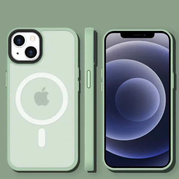 TPU+PC чохол Metal Buttons with MagSafe Colorful для Apple iPhone 14 (6.1") Matcha Green 555-03126 фото