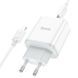 Мережевий зарядний пристрій з кабелем HOCO C105A Stage dual port PD20W+QC3.0 charger set (C to iP)(EU) White 6931474782939 фото 1