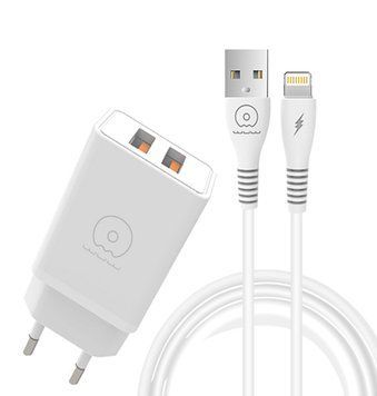 Сетевое зарядное устройство з кабелем WUW-T55 2USB/3.1A set IP 6972573333998 фото