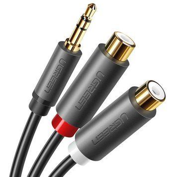 Аудіокабель UGREEN AV109 3.5mm Male to 2RCA Female Cable 25cm (Gray)(UGR-10547) UGR-10547 фото