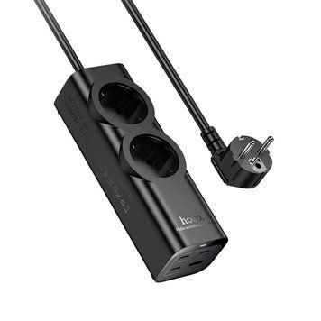 Сетевой удлинитель HOCO NS10 Wisdom 2-position (PD67W/3C1A) desktop socket (EU/GER) Black 656-03209 фото
