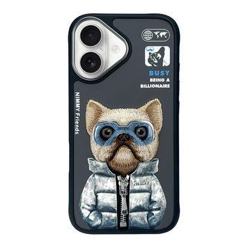 Чохол TPU+PC Nimmy 3D with Metal Buttons для iPhone 16 Dog Black 656-02541 фото