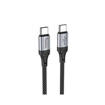 Кабель HOCO X102 Type-C to Type-C 3A, 1m, nylon, aluminum connectors, Black 6942007608787 фото