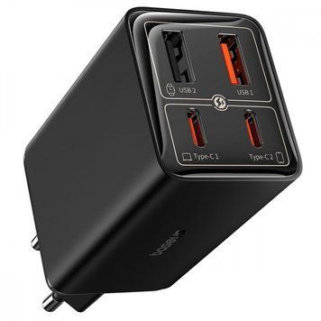 СЗУ Baseus GaN6 Pro Fast Charger 65W (2 Type-C + 2 USB) Black P10162701113-00 фото