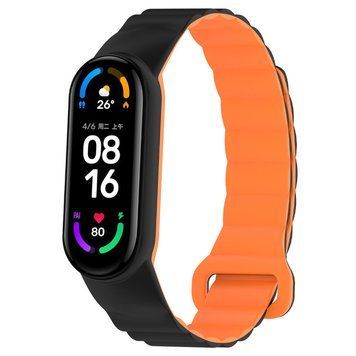 Ремешок Dual-color Magnetic для Xiaomi Mi Band 7/6/5/4/3 Black / Orange 212-01641 фото