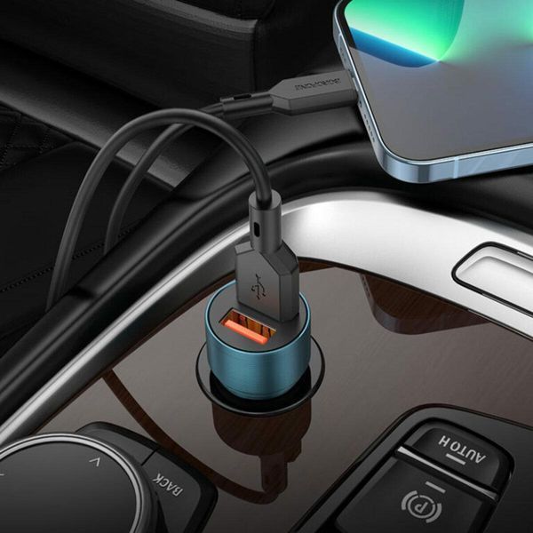 Автомобильное зарядное устройство BOROFONE BZ19 Wisdom dual port car charger set(iP) Sapphire Blue 656-00289 фото