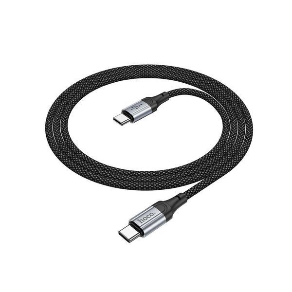 Кабель HOCO X102 Type-C to Type-C 3A, 1m, nylon, aluminum connectors, Black 6942007608787 фото