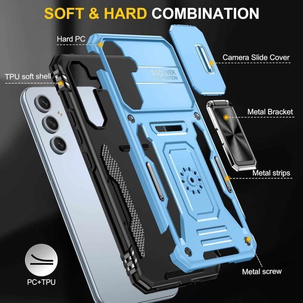 Ударопрочный чехол Camshield Army Ring для Samsung Galaxy A34 5G Light Blue 777-05093 фото