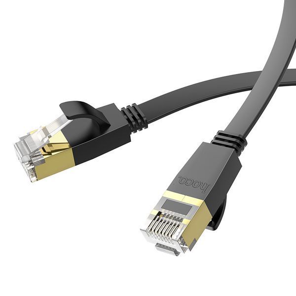 Мережевий кабель HOCO US07 General pure copper flat network cable(L=10M) Black 6931474780713 фото