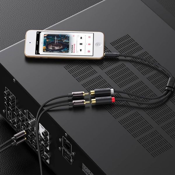 Аудіокабель UGREEN AV109 3.5mm Male to 2RCA Female Cable 25cm (Gray)(UGR-10547) UGR-10547 фото