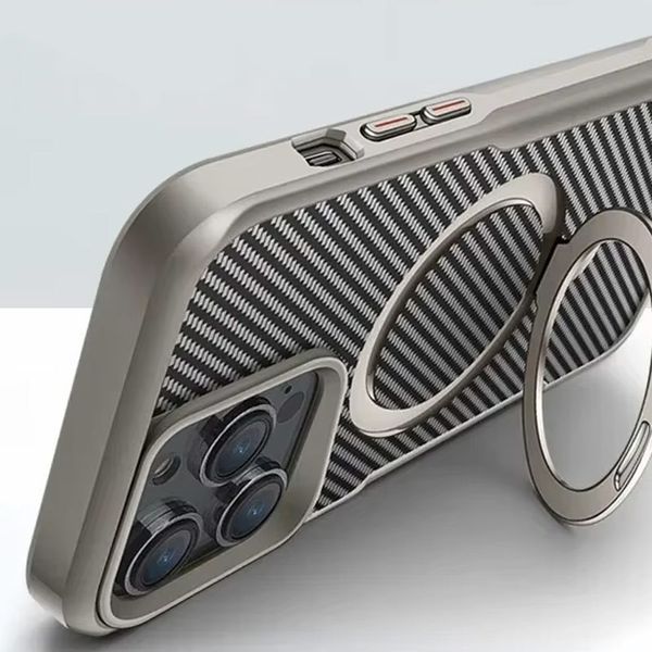 TPU+PC чохол Metal Buttons with MagSafe Carbon Ring для Apple iPhone 15 Pro Max (6.7") Grey 777-08084 фото