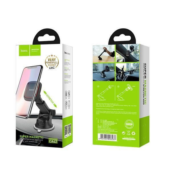 Автотримач для телефона HOCO CA42 Cool Journey in-car dashboard holder with stretch rod Black/Red 6957531093237 фото