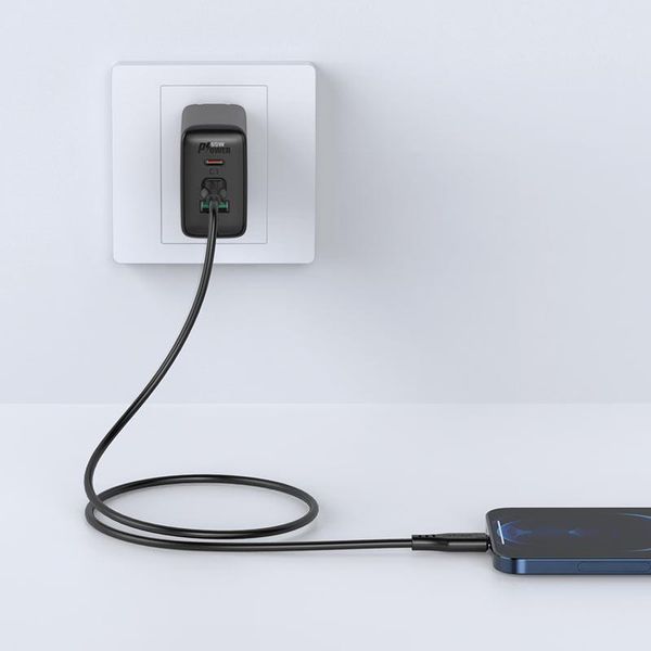 Кабель ACEFAST C3-01 Type-C to iP 3A, 30W, TPE, TPE connectors, Black 6974316280804 фото