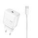 Комплект швидкого заряджання WUW T63 GaN TYPE-C PD 30W + USB кабель Type-C - Type-C Білий 209-00301 фото 1