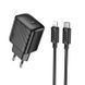 Сетевое зарядное устройство с кабелем HOCO CS24A Puerto single-port PD25W charger set (C to iP)(EU) Black 6942007639767 фото 1