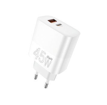 Мережевий зарядний пристрій WUW-C209 45W PD USB-C + USB QC3.0 18W white WUW-C209 фото