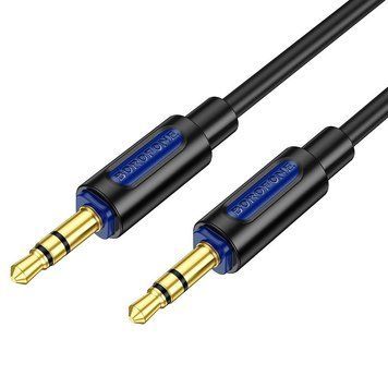 Аудіокабель BOROFONE BL20 3.5mm male to 3.5mm male, silicone, 1m Black 6941991114373 фото