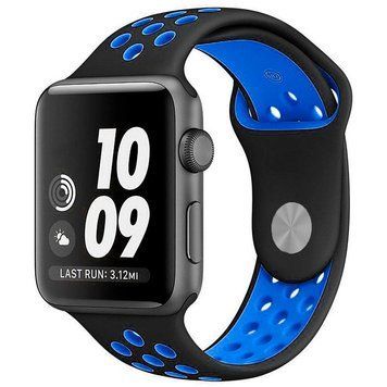 Силиконовый ремешок с перфорацией для Apple Watch 38/40/41 mm Черно-синий 212-00125 фото
