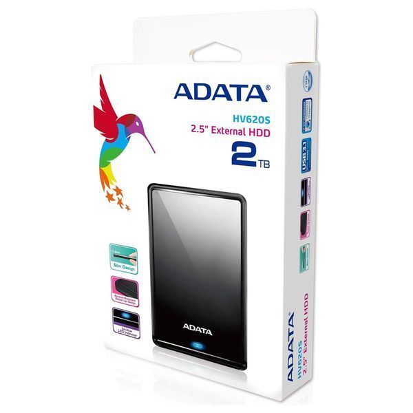 Внешний жесткий диск PHD External 2.5'' ADATA USB 3.2 Gen. 1 DashDrive Classic HV620S 2TB Slim Black AHV620S-2TU31-CBK фото