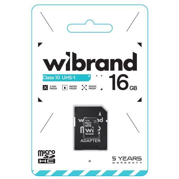 Карта памяти microSDHC (UHS-1) Wibrand 16Gb class 10 (adapter SD) WICDHU1/16GB-A фото