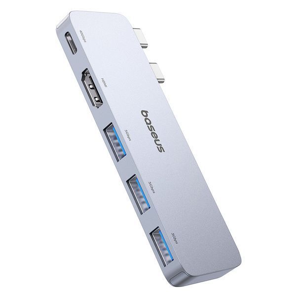 USB-хаб Baseus UltraJoy Series 5-Port HUB Space Grey (USB-C*2 to USB-C 40Gbps*1+HDMI 4K@30Hz*1+USB3.0*3） B00052801811-04 фото