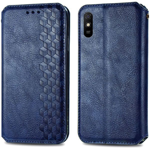 Кожаный чехол-книжка GETMAN Cubic для Xiaomi Redmi 9A Синий 555-01965 фото