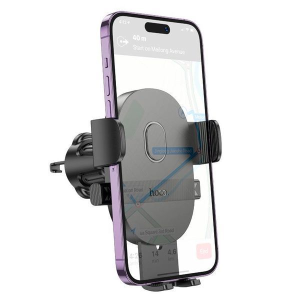 Автотримач для телефона HOCO H18 Mighty one-button car holder (air outlet) Black 6942007601573 фото