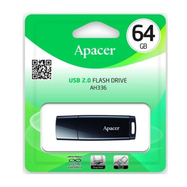 Флеш-накопитель Apacer USB 2.0 AH336 64Gb Black AP64GAH336B-1 фото