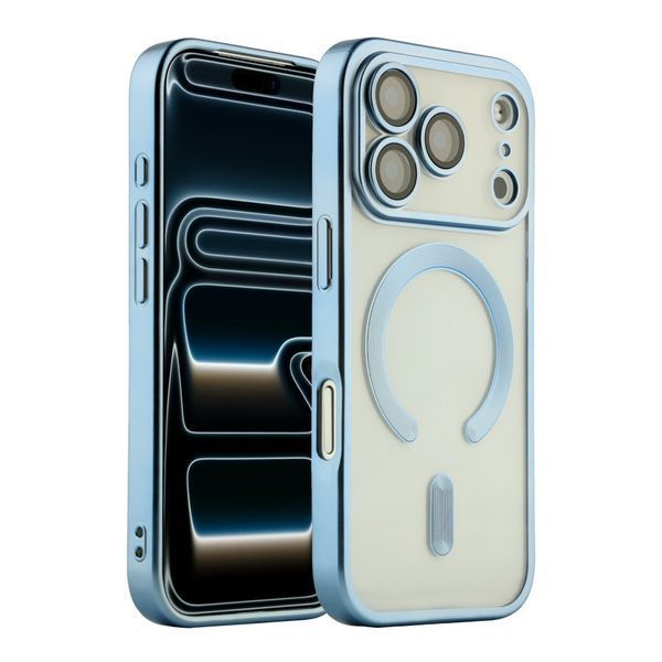 Чехол TPU Metallic Chrome Full Camera with Magsafe для iPhone 17 Pro Chrome Blue 214-04615 фото