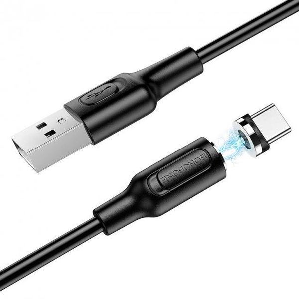 Кабель BOROFONE BX41 USB to Type-C 2.4A, 1m, PVC, PVC connectors, magnetic, Black 6931474738462 фото