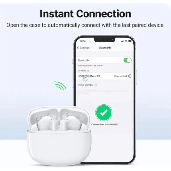 Беспроводные наушники UGREEN WS106 HiTune T3 Active Noise-Cancelling Wireless Earbuds,IPX5, White(UGR-90206) 656-03909 фото