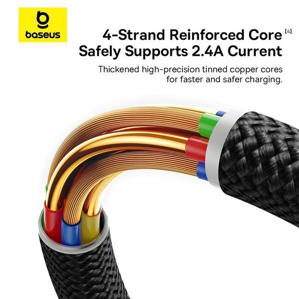 Кабель Baseus Dura Series Fast Charging Cable USB to iP 2.4A 1m Red+Black P10377801U01-01 фото
