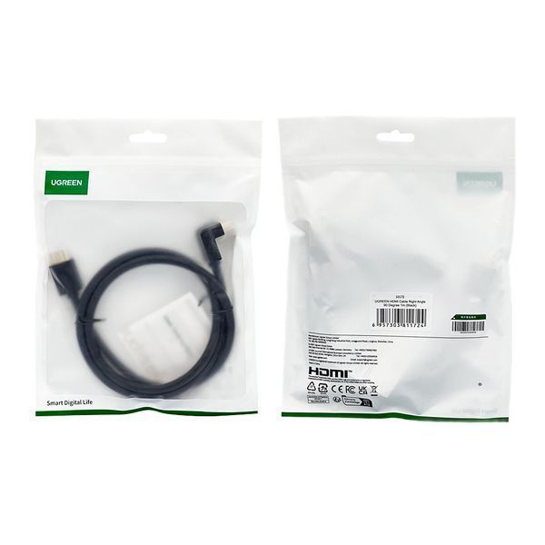 Кабель UGREEN HDMI 4K Cable Male to Male 90 Degree Black 1m UGR-10172 фото