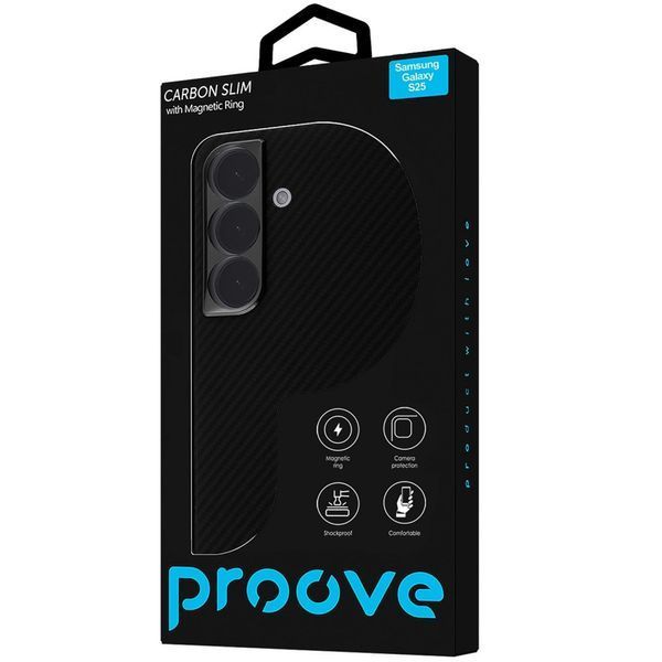 Чохол Proove Carbon Slim with Magnetic Ring Samsung Galaxy S25 Black 656-04246 фото
