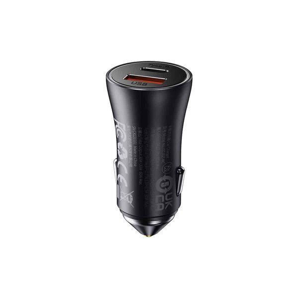 Автомобільний зарядний пристрій Baseus Golden Contactor Max Dual Fast Charger Car Charger U+C 60W Dark Gray 656-00544 фото