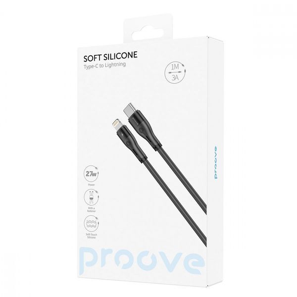Кабель Proove Soft Silicone Type-C to Lightning 27W (1m) black 656-02590 фото